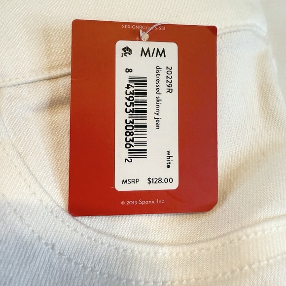 Spanx Size M Distressed Skinny Jeans White Pull On NWT Style 20229R Stretch - Picture 12 of 15